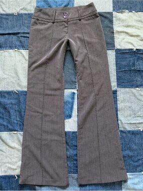 vtg y2k 2000s grey low rise bootcut flare grey trouser pants body central XS
